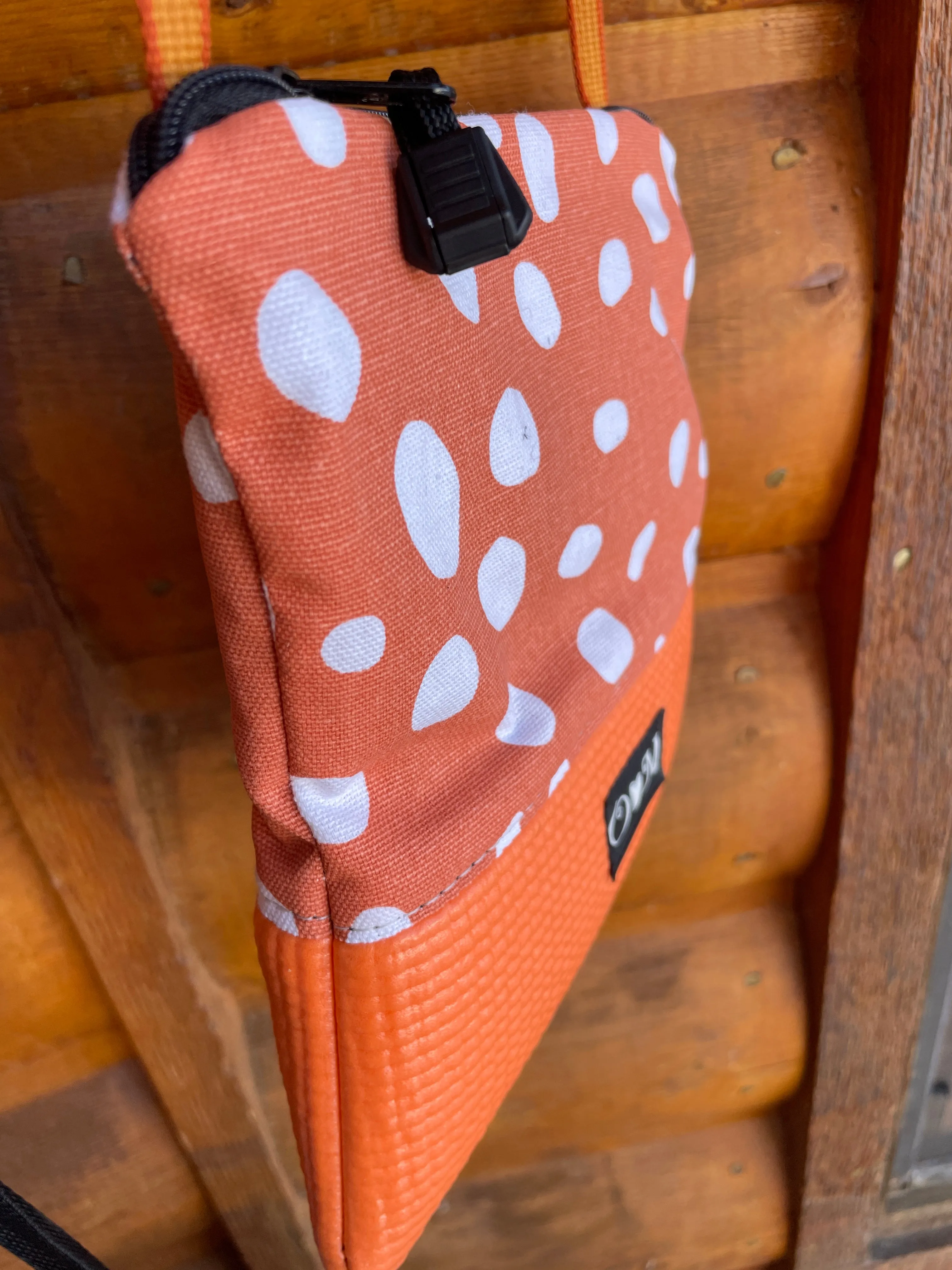 Stella Orange Cross Body Purse- Raindrop Print Fabric