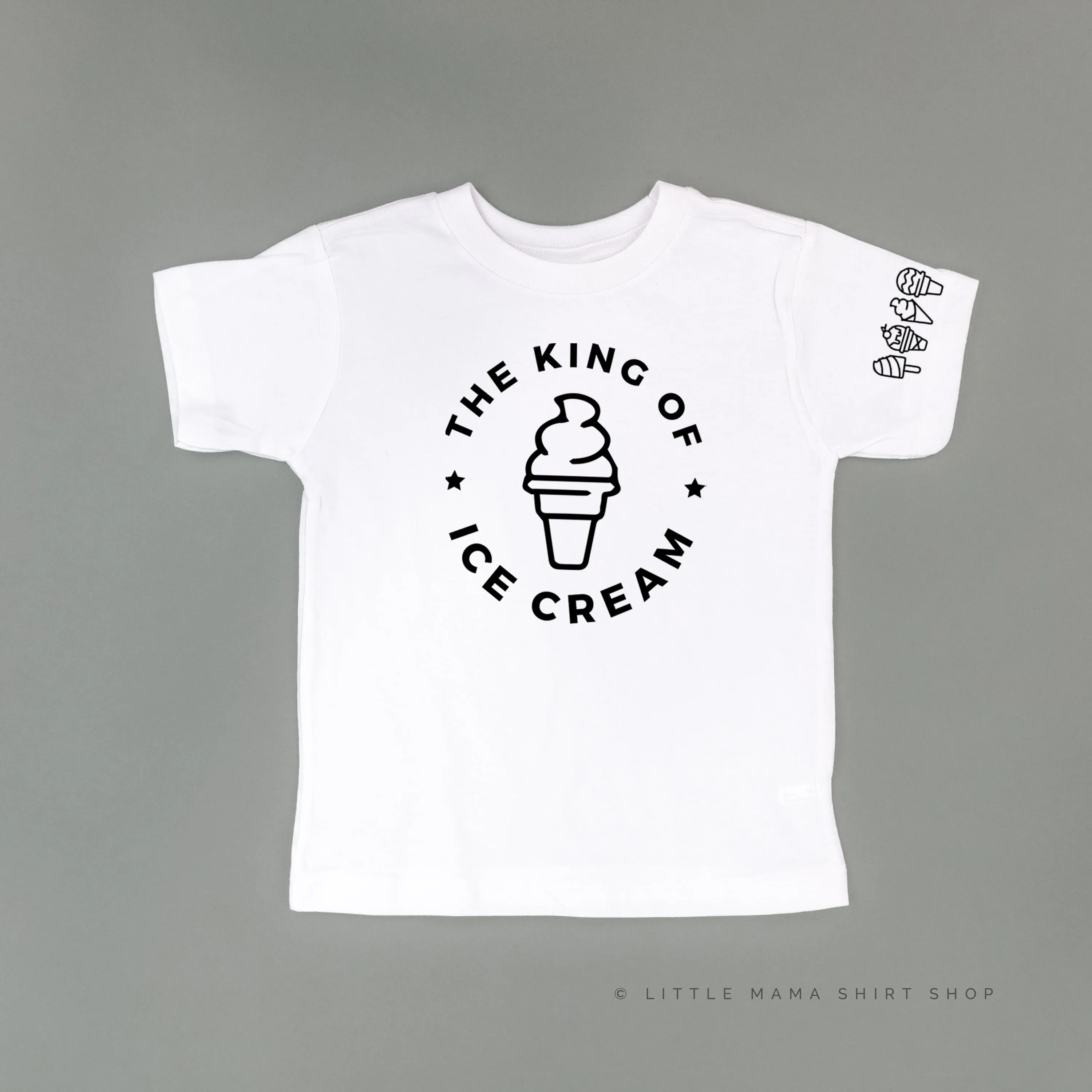 The King of Ice Cream - (Full Size) - Ice Cream Sleeve Detail - Short Sleeve Child Shirt