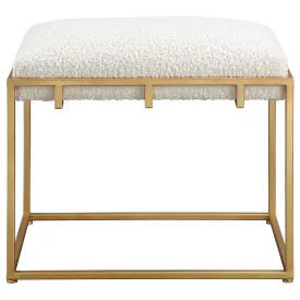 Uttermost Paradox Small Gold & White Shearling Bench