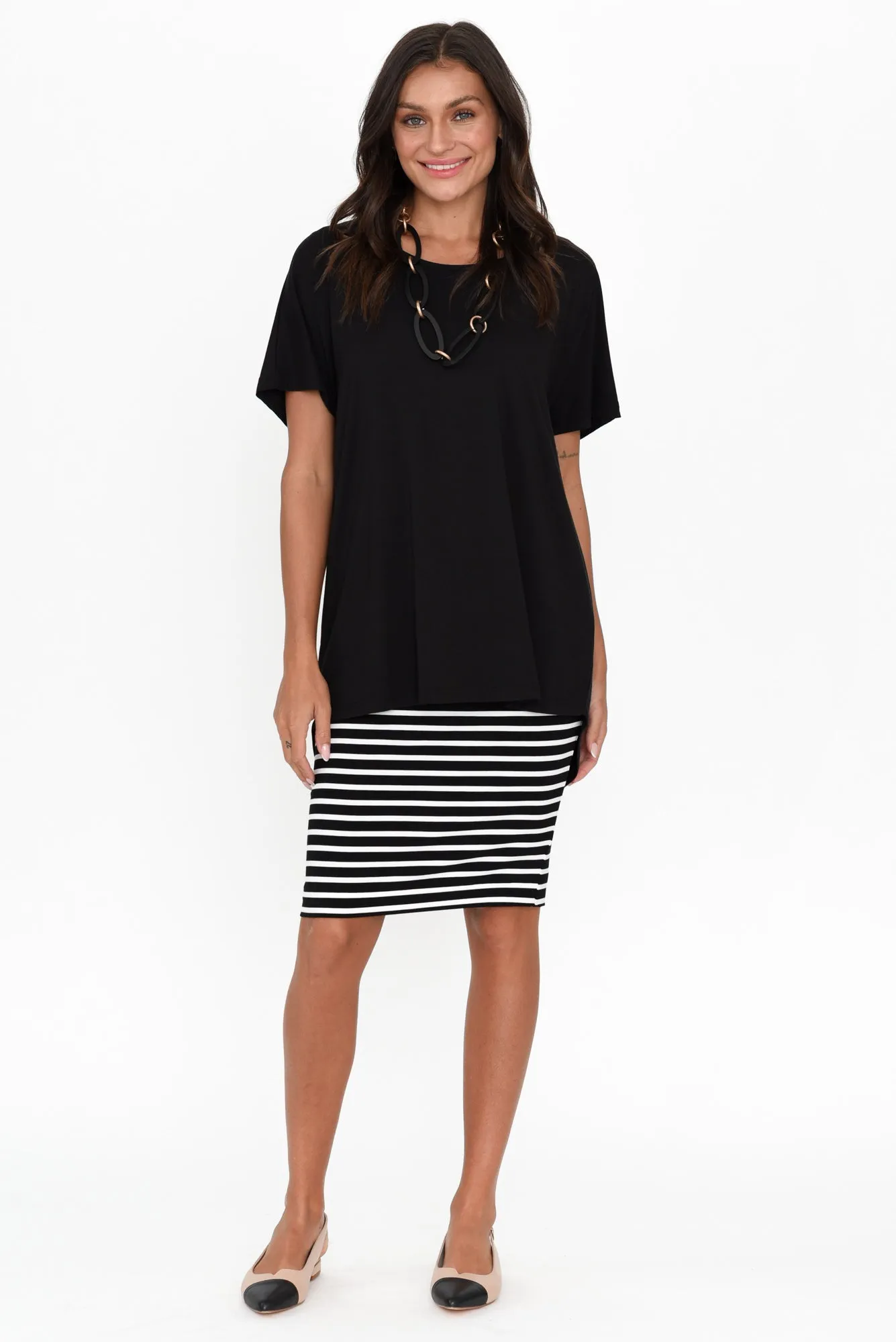 Whitney Black Stripe Bamboo Tube Skirt